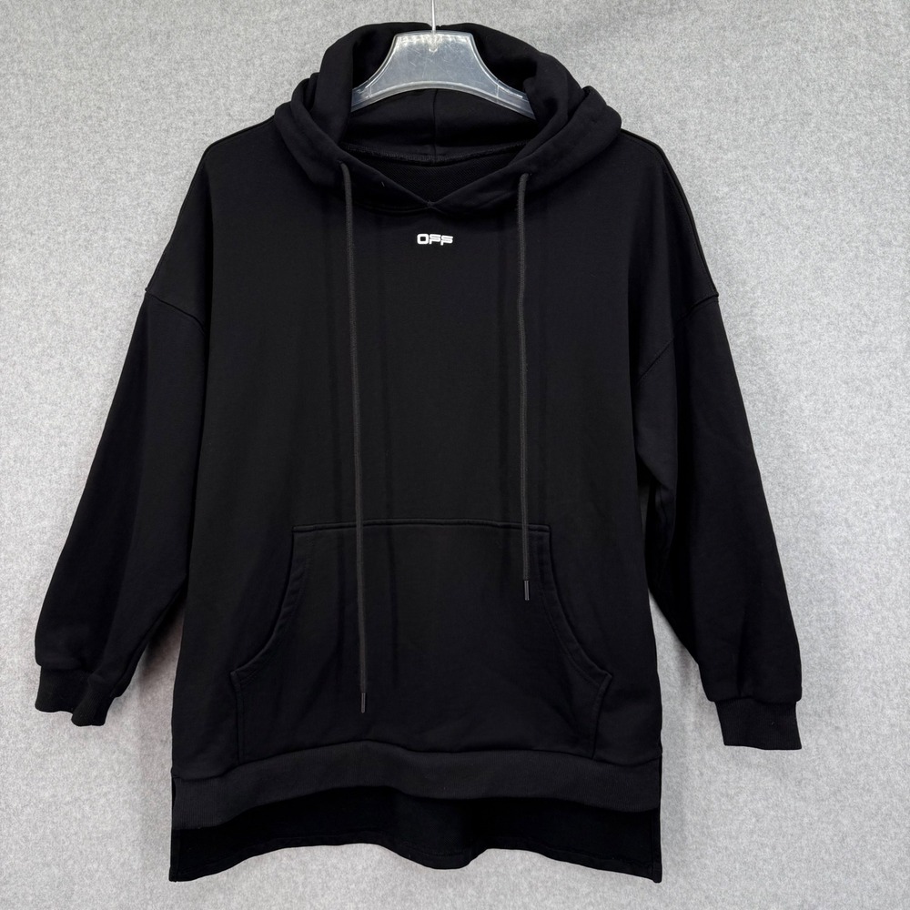 Off-White Black Arrows Sleeve Hoodie FW18 Longline Cotton Size Small No Belt‎